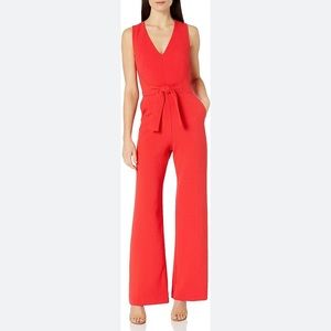 Vince Camuto tie waist crepe jumpsuit red. Never worn.
